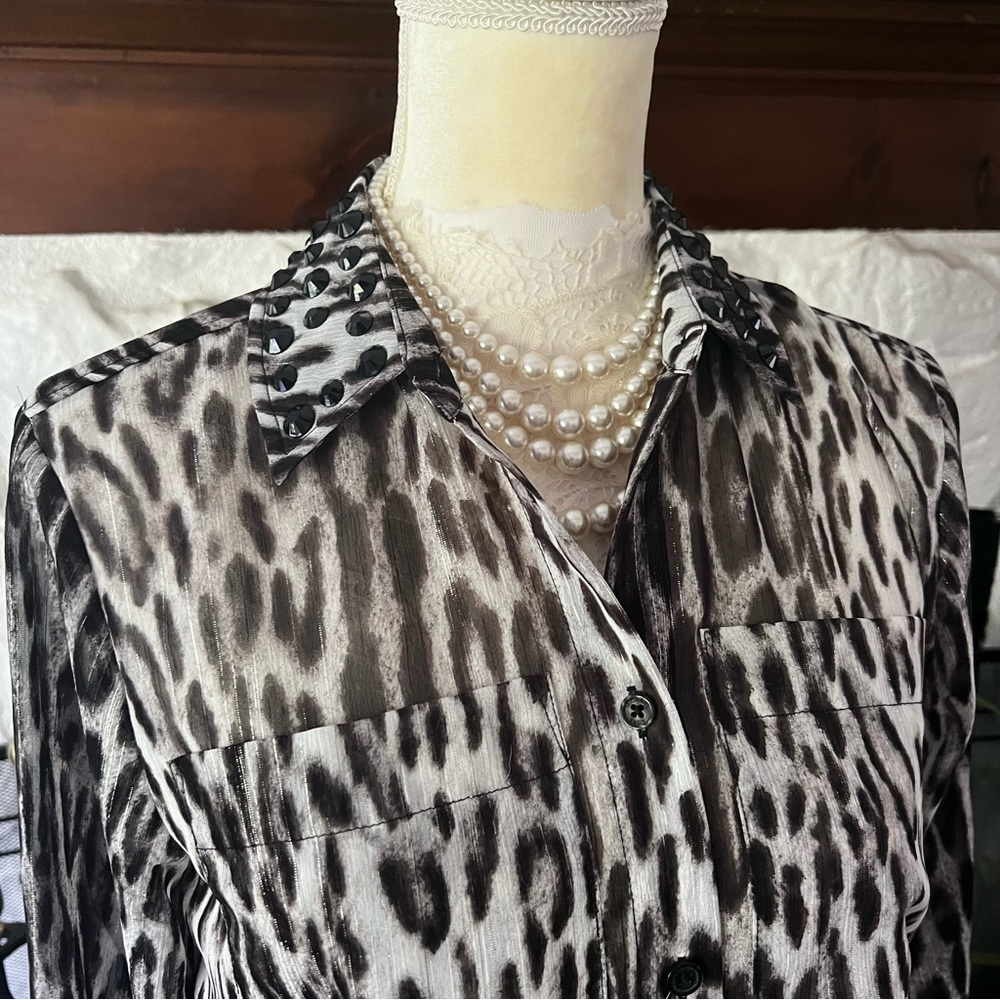 Michael Kors Leopard Print Button Down Shirt